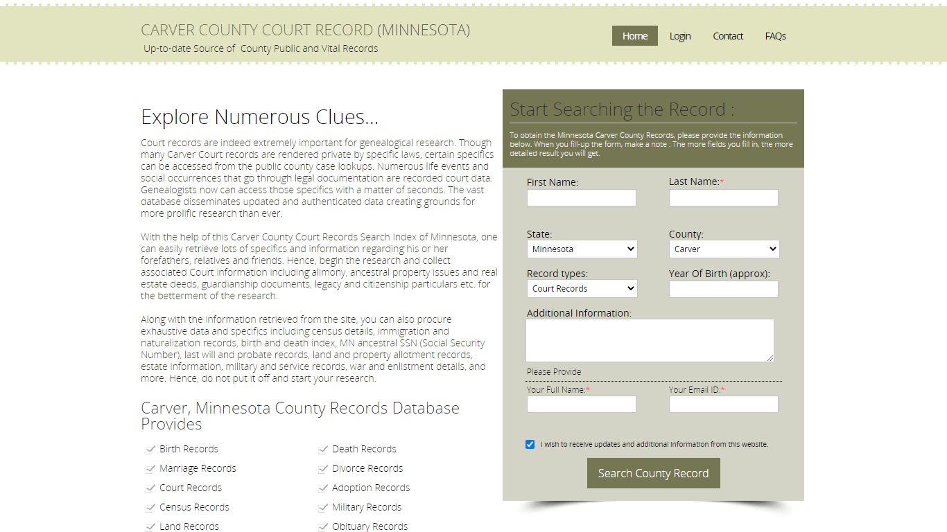 Carver County, Minnesota Public Court Records Index